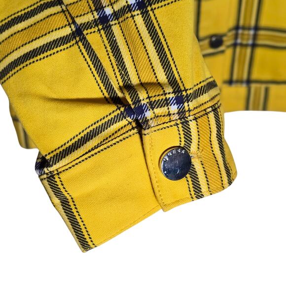 Guess Originals Yellow Plain Flannel Button Up Jacket Clueless Y2K 90s Small LN - Picture 5 of 12